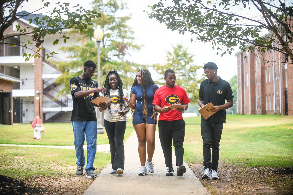 Grambling State University students walking together on campus
